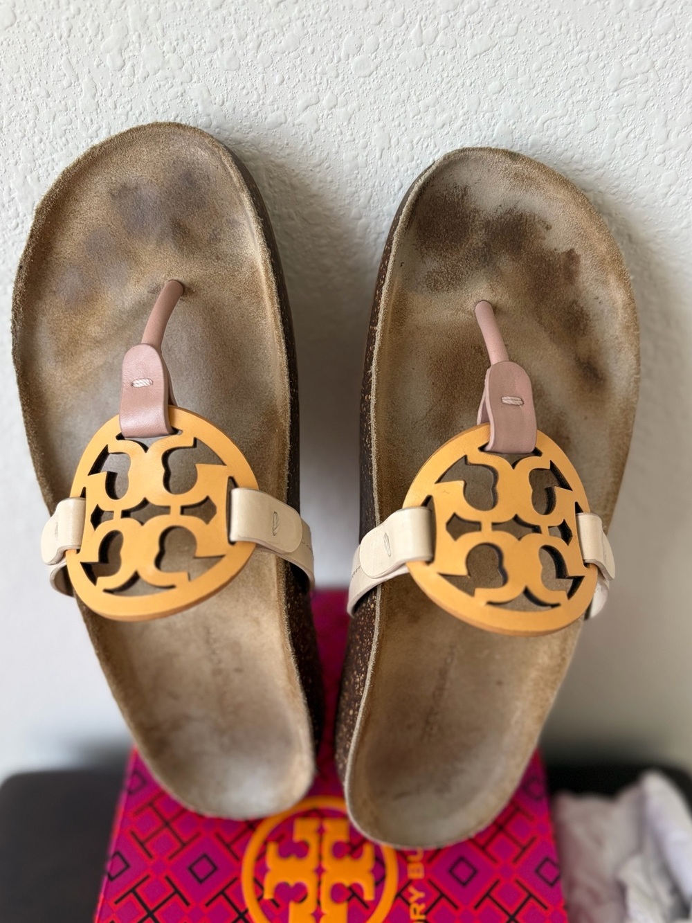 Tory Burch Miller CLOUD Sandals Calf Leather Multi Color Cork 7.5